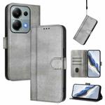 For Redmi Note 13 Pro 4G Global Line Splicing Buckle Retro Leather Phone Case(Grey)