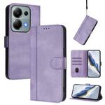 For Redmi Note 13 Pro 4G Global Line Splicing Buckle Retro Leather Phone Case(Purple)