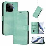 For vivo iQOO Z9 5G / iQOO Z9 Turbo 5G Line Splicing Buckle Retro Leather Phone Case(Mint)