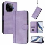 For vivo iQOO Z9 5G / iQOO Z9 Turbo 5G Line Splicing Buckle Retro Leather Phone Case(Purple)