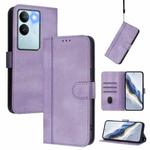 For vivo V29 5G Global / V29 Pro Line Splicing Buckle Retro Leather Phone Case(Purple)