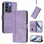 For vivo V27 5G / V27 Pro 5G Global Line Splicing Buckle Retro Leather Phone Case(Purple)