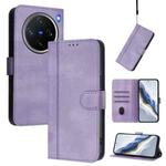For vivo X200 Pro mini Line Splicing Buckle Retro Leather Phone Case(Purple)