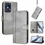 For vivo Y02A 4G / Y02 4G / Y11 2023 Line Splicing Buckle Retro Leather Phone Case(Grey)