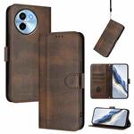 For vivo Y38 5G / T3x 5G Global Line Splicing Buckle Retro Leather Phone Case(Brown)
