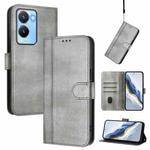 For vivo Y56 5G / Y16 4G / Y02s 4G Global Line Splicing Buckle Retro Leather Phone Case(Grey)