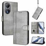 For vivo Y100 5G / Y100A 5G India Line Splicing Buckle Retro Leather Phone Case(Grey)