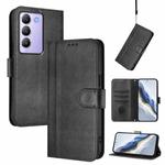 For vivo Y100 5G IDN / T3 5G IDN Line Splicing Buckle Retro Leather Phone Case(Black)
