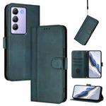 For vivo Y100 5G IDN / T3 5G IDN Line Splicing Buckle Retro Leather Phone Case(Dark Green)