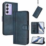 For vivo Y100 5G IDN / T3 5G IDN Line Splicing Buckle Retro Leather Phone Case(Dark Blue)