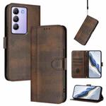 For vivo Y100 5G IDN / T3 5G IDN Line Splicing Buckle Retro Leather Phone Case(Brown)