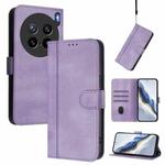 For vivo X200s 5G Line Splicing Buckle Retro Leather Phone Case(Purple)