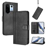 For vivo S30 Pro mini Line Splicing Buckle Retro Leather Phone Case(Black)