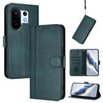 For vivo S30 Pro mini Line Splicing Buckle Retro Leather Phone Case(Dark Green)