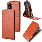 For itel A95 5G Magnetic Vertical Flip Leather Phone Case with Buckle(Brown)