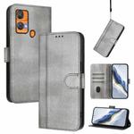 For Oukitel C33 Line Splicing Buckle Retro Leather Phone Case(Grey)