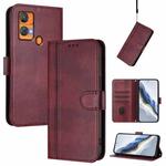 For Oukitel C33 Line Splicing Buckle Retro Leather Phone Case(Wine Red)