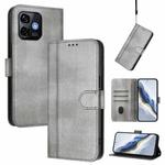 For Ulefone Note 16 Pro Line Splicing Buckle Retro Leather Phone Case(Grey)