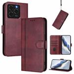 For Ulefone Note 20 Pro Line Splicing Buckle Retro Leather Phone Case(Wine Red)