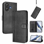 For Ulefone Note 21 Line Splicing Buckle Retro Leather Phone Case(Black)