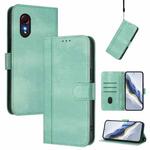 For Samsung Galaxy Xcover 5 Line Splicing Buckle Retro Leather Phone Case(Mint Green)