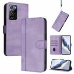 For Samsung Galaxy Note20 Ultra Line Splicing Buckle Retro Leather Phone Case(Purple)