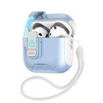 For AirPods 4 Automatic Pop-up Cover Holder Earphone Case with Switch Lock(White Light Blue)
