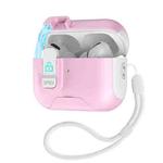 For AirPods Pro Automatic Pop-up Cover Holder Earphone Case with Switch Lock(White Pink)