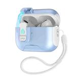 For AirPods Pro Automatic Pop-up Cover Holder Earphone Case with Switch Lock(White Light Blue)
