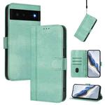 For Google Pixel 6 Line Splicing Buckle Retro Leather Phone Case(Mint Green)