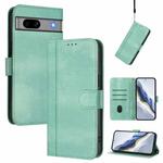 For Google Pixel 7a Line Splicing Buckle Retro Leather Phone Case(Mint Green)