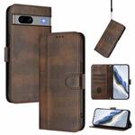For Google Pixel 7a Line Splicing Buckle Retro Leather Phone Case(Brown)