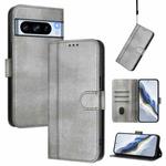 For Google Pixel 8 Pro Line Splicing Buckle Retro Leather Phone Case(Grey)