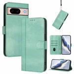 For Google Pixel 8a Line Splicing Buckle Retro Leather Phone Case(Mint Green)