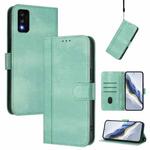 For TCL 30T Line Splicing Buckle Retro Leather Phone Case(Mint Green)