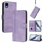 For TCL 30z T602DL Line Splicing Buckle Retro Leather Phone Case(Purple)