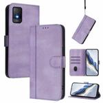 For TCL 403 Line Splicing Buckle Retro Leather Phone Case(Purple)