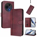 For TCL 60 NxtPaper Line Splicing Buckle Retro Leather Phone Case(Wine Red)