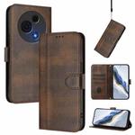For TCL 60 NxtPaper Line Splicing Buckle Retro Leather Phone Case(Brown)