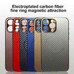 For iPhone 14 Pro Plating Carbon Fiber MagSafe Full Coverage Phone Case(Black)