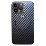 For iPhone 13 Pro Max Plating Carbon Fiber MagSafe Full Coverage Phone Case(Black)