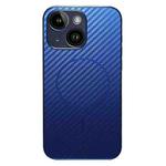 For iPhone 13 Plating Carbon Fiber MagSafe Full Coverage Phone Case(Blue)