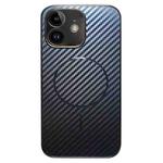 For iPhone 11 Plating Carbon Fiber MagSafe Full Coverage Phone Case(Black)