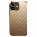 For iPhone 11 Plating Carbon Fiber MagSafe Full Coverage Phone Case(Gold)