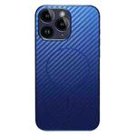 For iPhone 11 Pro Max Plating Carbon Fiber MagSafe Full Coverage Phone Case(Blue)