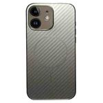 For iPhone 12 Plating Carbon Fiber MagSafe Full Coverage Phone Case(Silver)