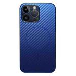 For iPhone 12 Pro Plating Carbon Fiber MagSafe Full Coverage Phone Case(Blue)
