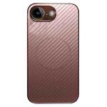 For iPhone 16e Plating Carbon Fiber MagSafe Full Coverage Phone Case(Pink)