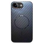 For iPhone 16e Plating Carbon Fiber MagSafe Full Coverage Phone Case(Black)
