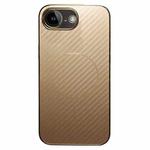 For iPhone 16e Plating Carbon Fiber MagSafe Full Coverage Phone Case(Gold)